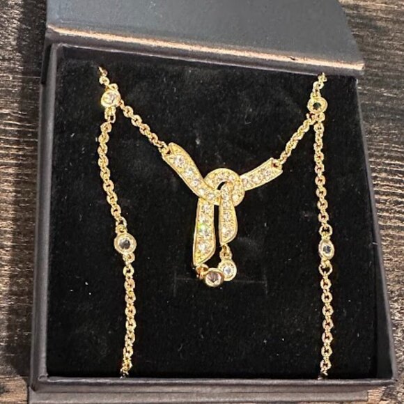 VINTAGE MONET Gold Plated Necklace with Crystals in gift box VINTAGE MONET - Picture 7 of 15